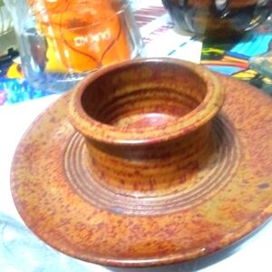Vintage  Pottery Candle Holder -   Handmade  (Signed)